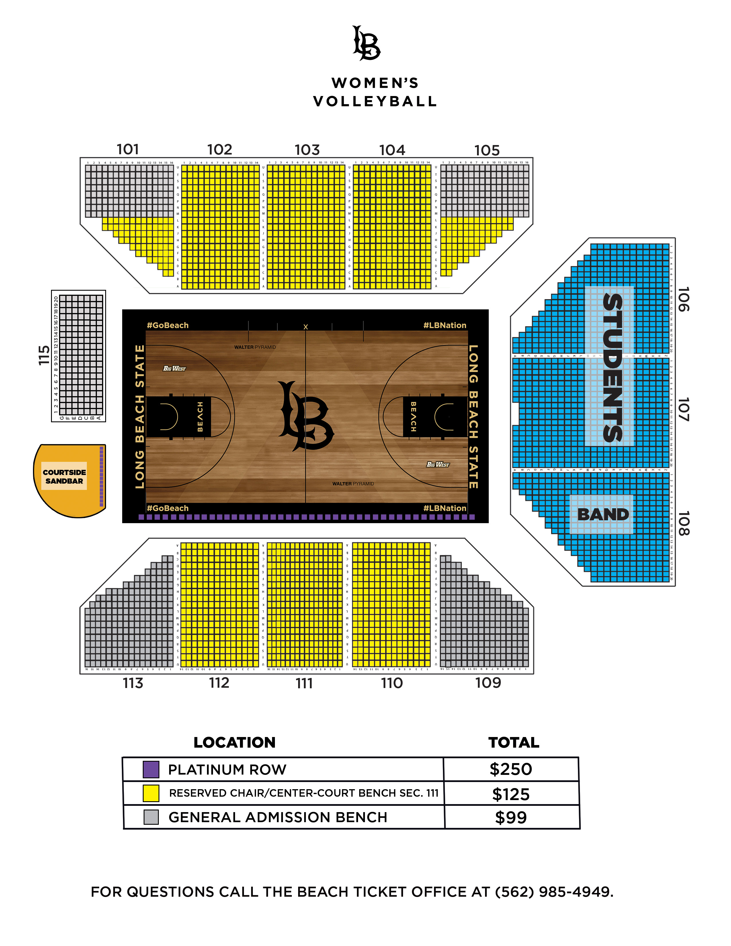 seating chart 5 rows